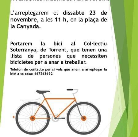 La Canyada acoge una iniciativa solidaria y recoge bicicletas para donarlas a los afectados por la Dana