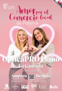 La Cañada Te Guía impulsa el comercio local junto a Optica Pro Llano en la campaña de San Valentín del Ayuntamiento de Paterna