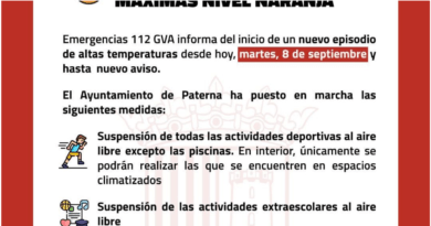 Paterna activa la alerta naranja por altas temperaturas y suspende la actividad al aire libre
